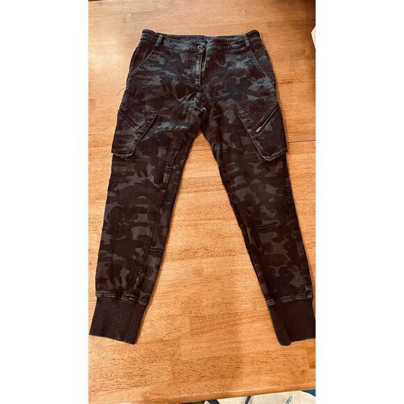 JAMES JEANS BOYFRIEND CARGO SHADOW CAMOUFLAGE COMBAT JOGGER PANTS SZ 26 - Picture 1 of 14